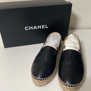 Chanel Lambskin Black Espadrilles